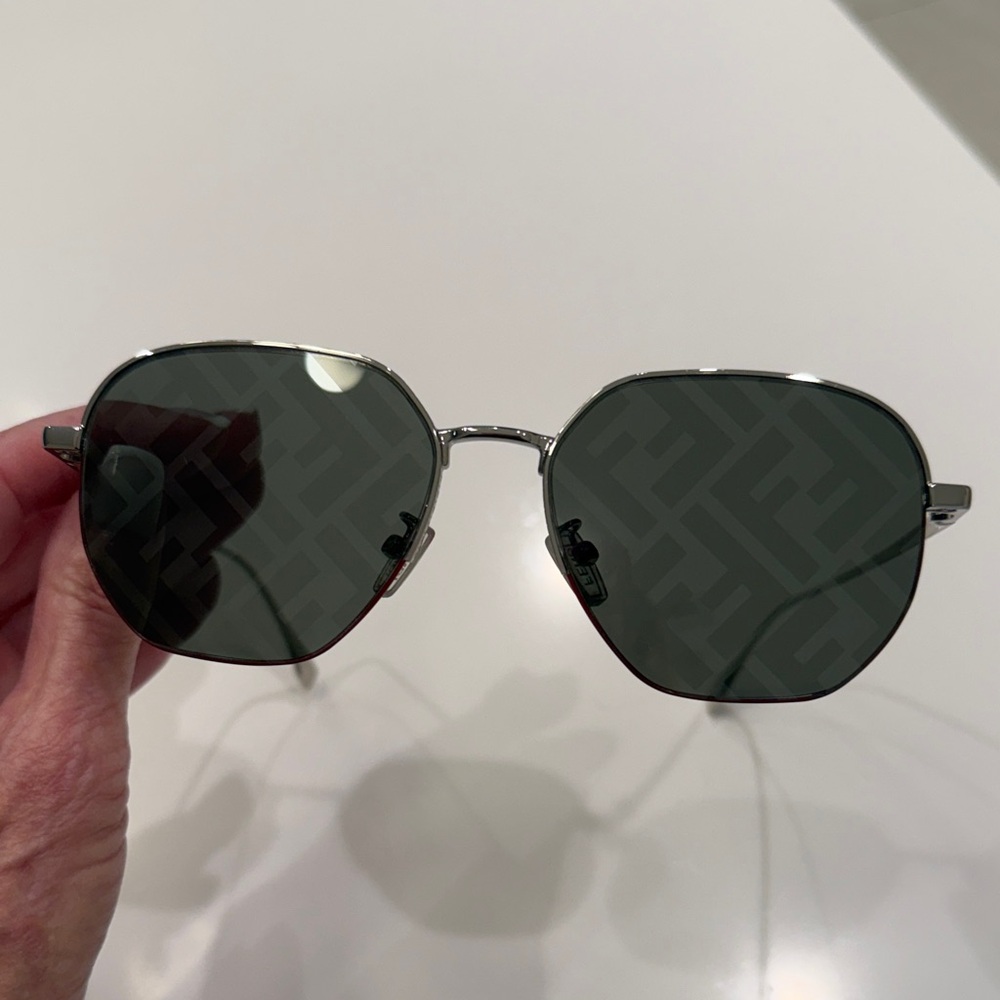Fendi Silver Frame Sunglasses with Dark Lenses